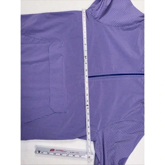 Mizzen Main Leeward 1/4 Zip Pullover Mens S Blue Pink Check Zip Pocket Mock Neck - Picture 11 of 13